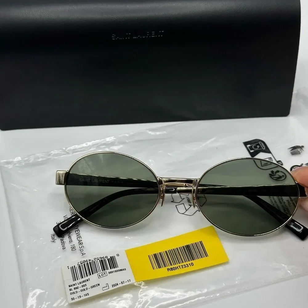 BRAND NEW SAINT LAURENT SL692 003 Gold/Green Unisex Sunglasses - Picture 13 of 13